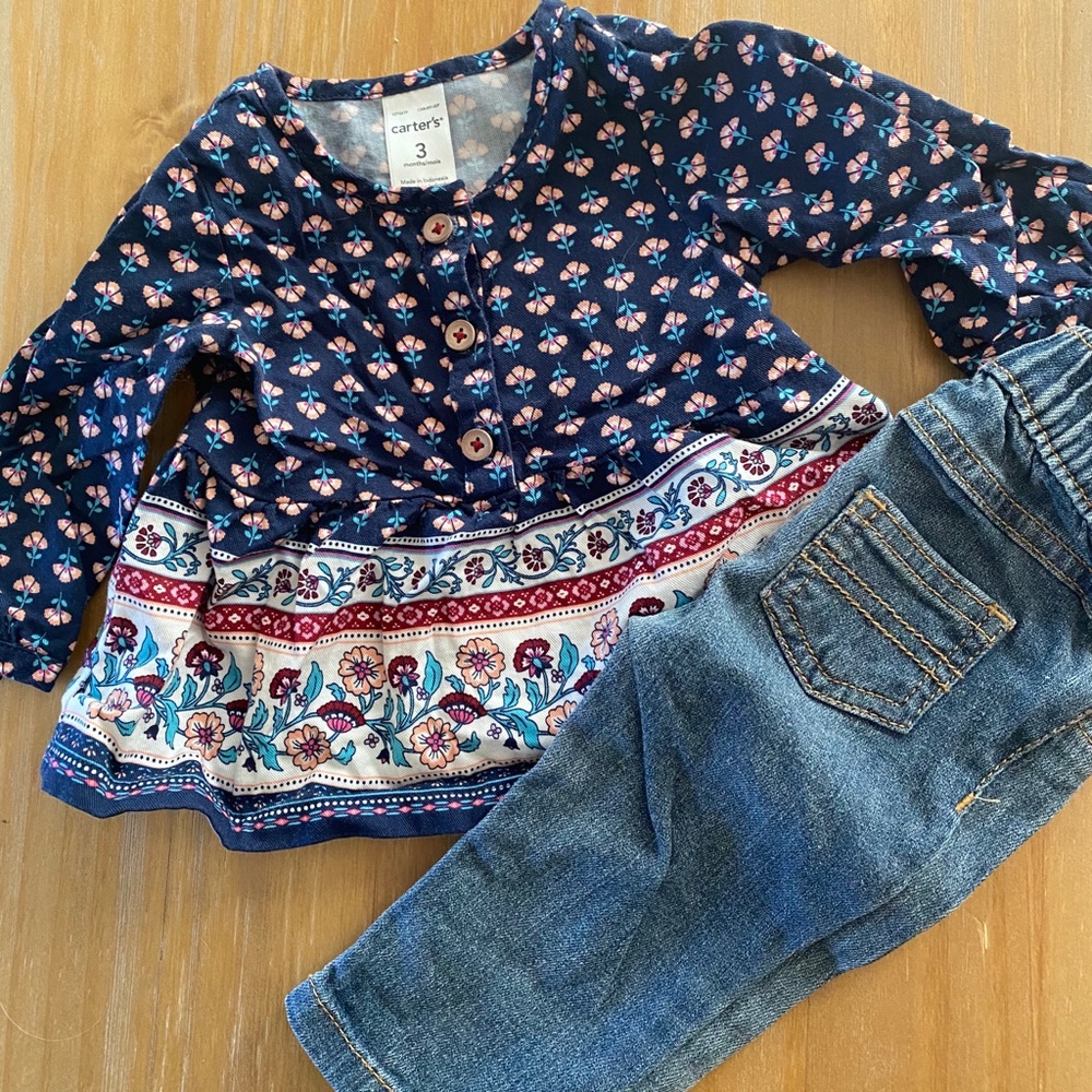 💚 3/$25 Carter’s Boho Hippie Top and Jeans 3m